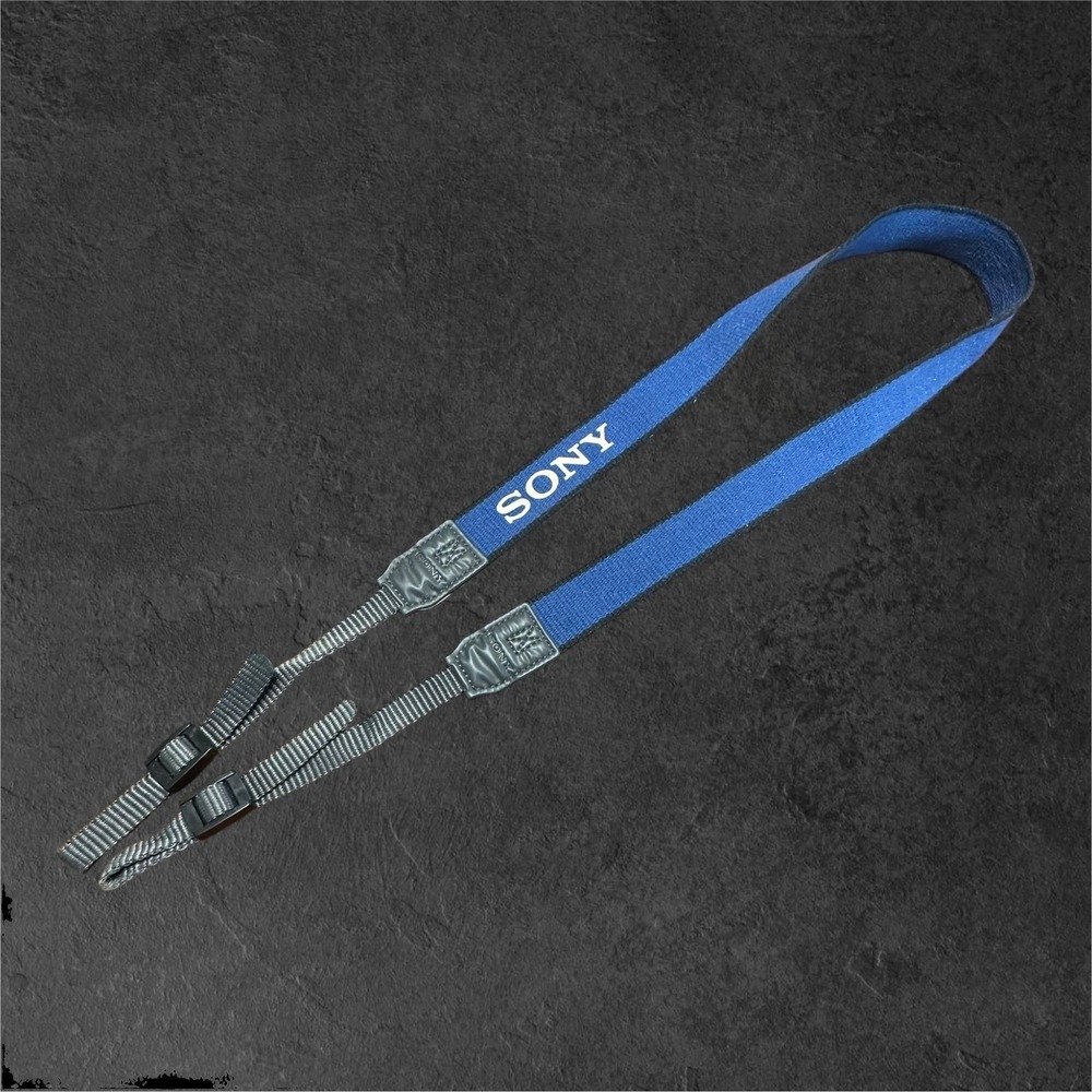 38" Sony Camera Neck Strap Blue Vintage Logo Adjustable Gear